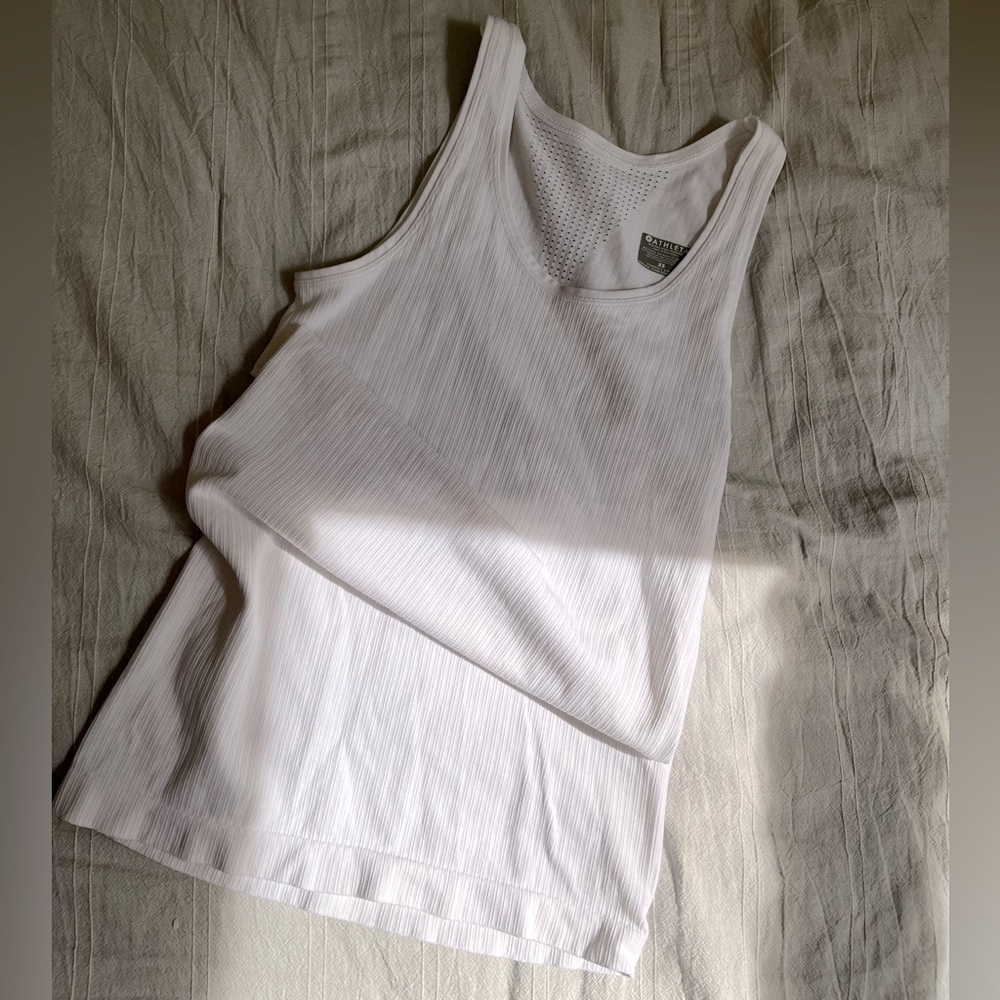 Athleta long white ribbed racerback tank